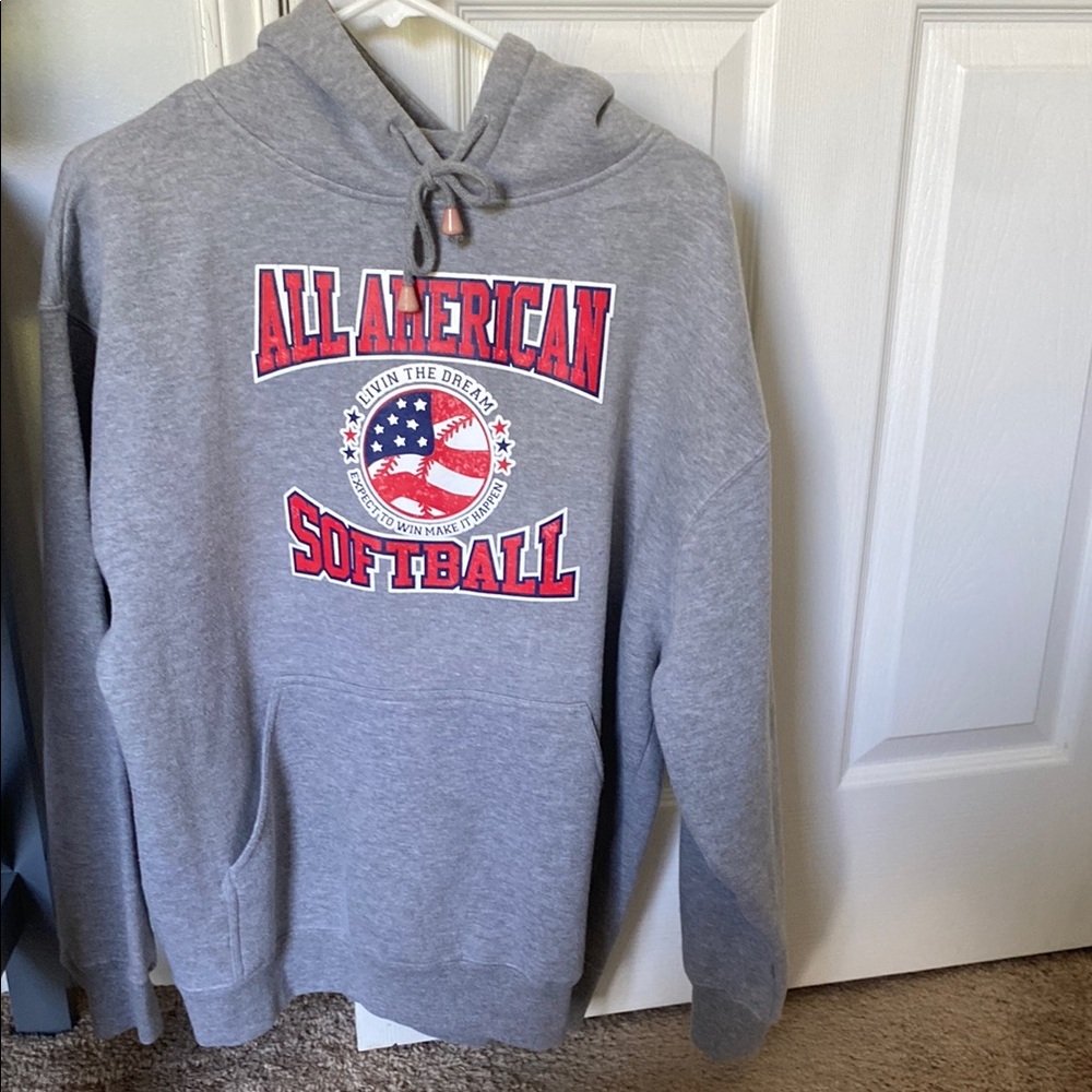 Heather Gray Athletic Hoodie with Collegiate Design